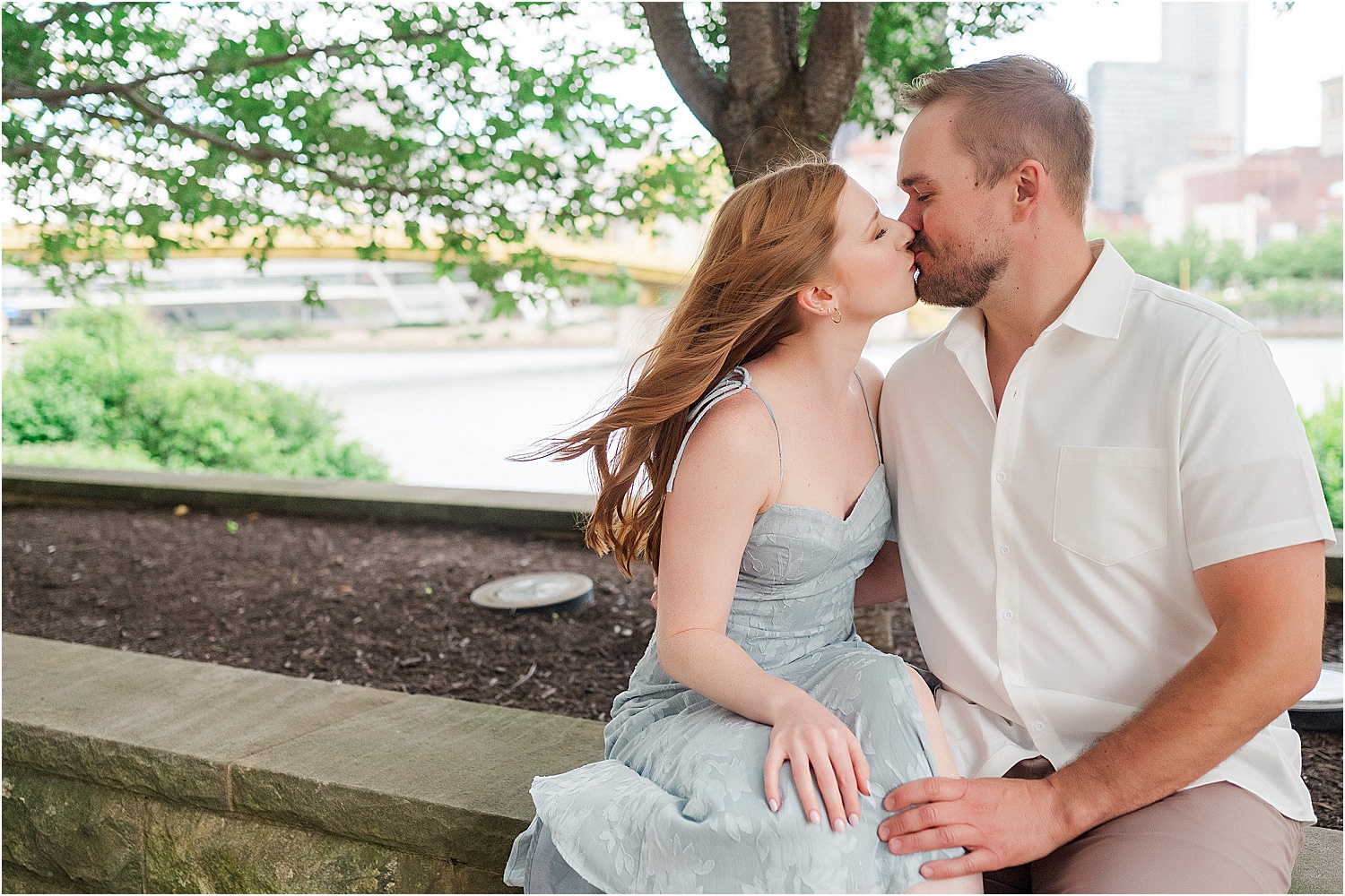 engagement photo • Incredible Pittsburgh Yellow Bridges Engagement Photos