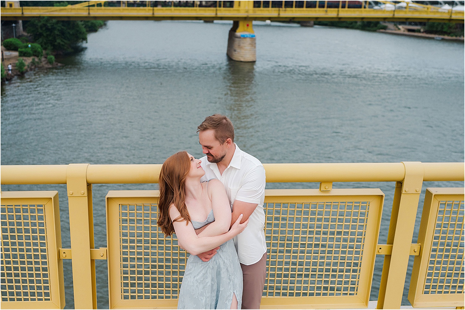 engagement photographer pittsburgh downtown • Incredible Pittsburgh Yellow Bridges Engagement Photos