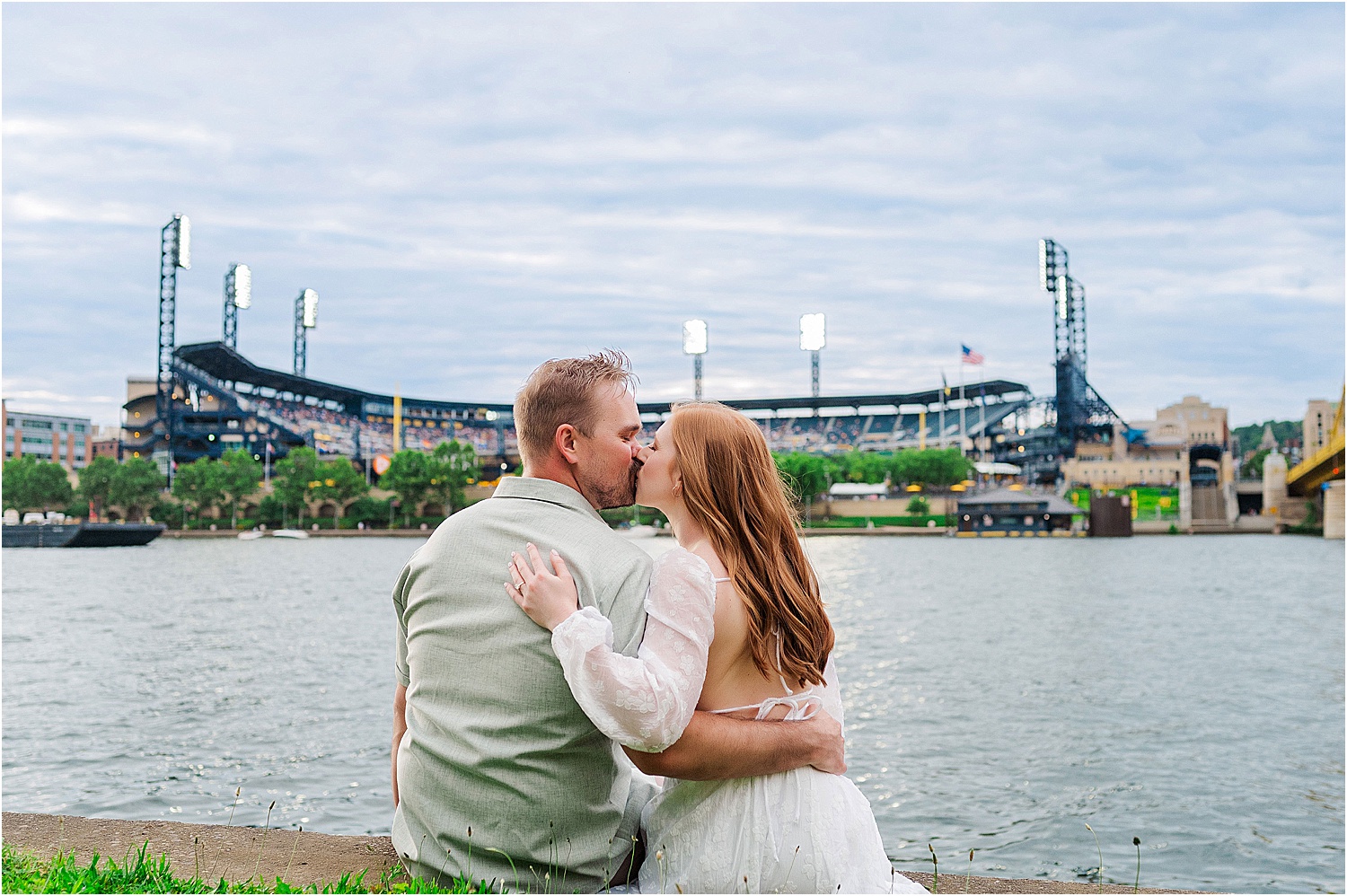 Engagement pictures at PNC Park Pittsburgh • Incredible Pittsburgh Yellow Bridges Engagement Photos