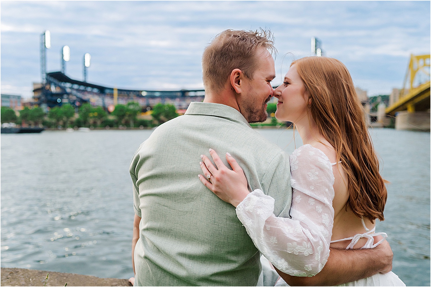 PNC Park Engagement Pictures Pittsburgh • Incredible Pittsburgh Yellow Bridges Engagement Photos