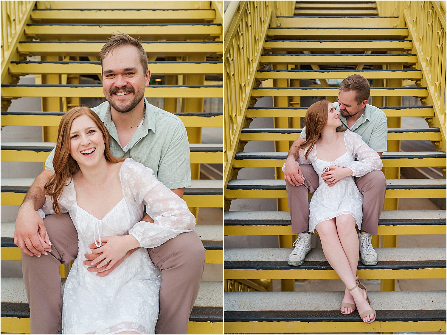 yellow bridge pittsburgh engagement photos • Incredible Pittsburgh Yellow Bridges Engagement Photos