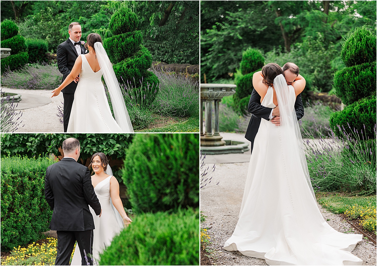 first look wedding • Wild Weather - Love at a Phipps Conservatory Outdoor Garden Wedding