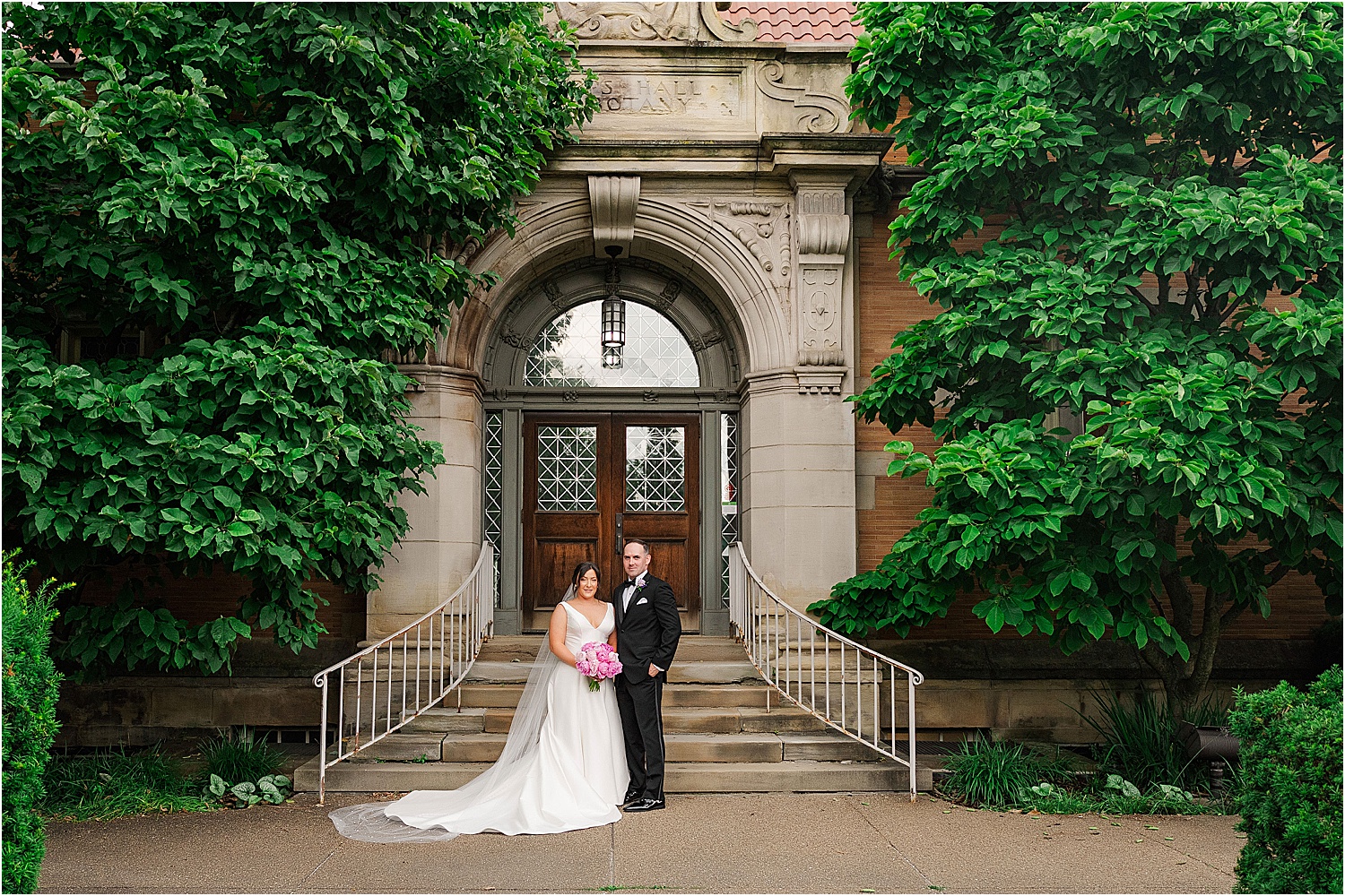 wedding photo at phipps botany hall • Wild Weather - Love at a Phipps Conservatory Outdoor Garden Wedding