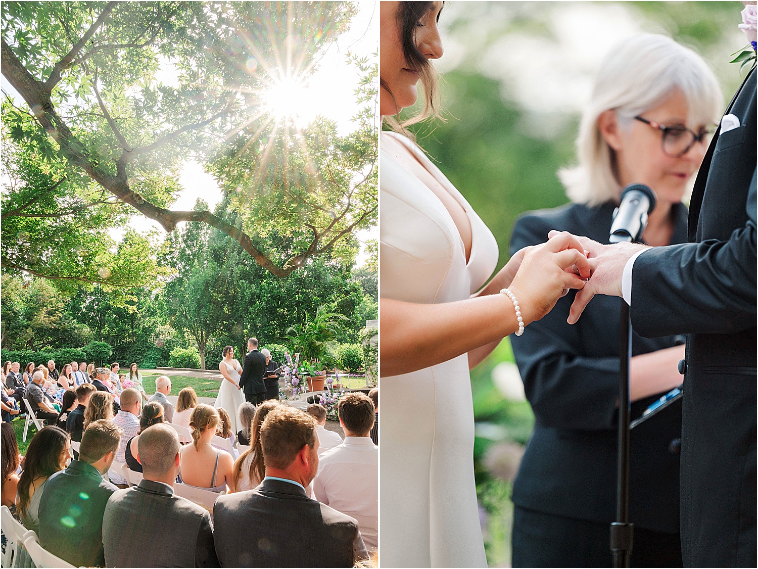 exchanging of rings • Wild Weather - Love at a Phipps Conservatory Outdoor Garden Wedding