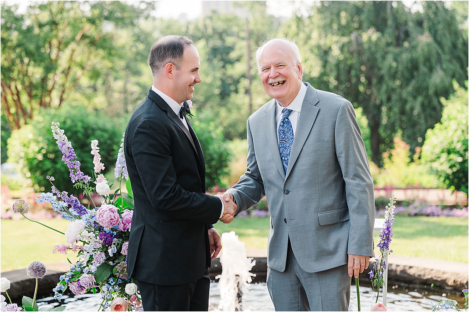 Groom with dad • Wild Weather - Love at a Phipps Conservatory Outdoor Garden Wedding