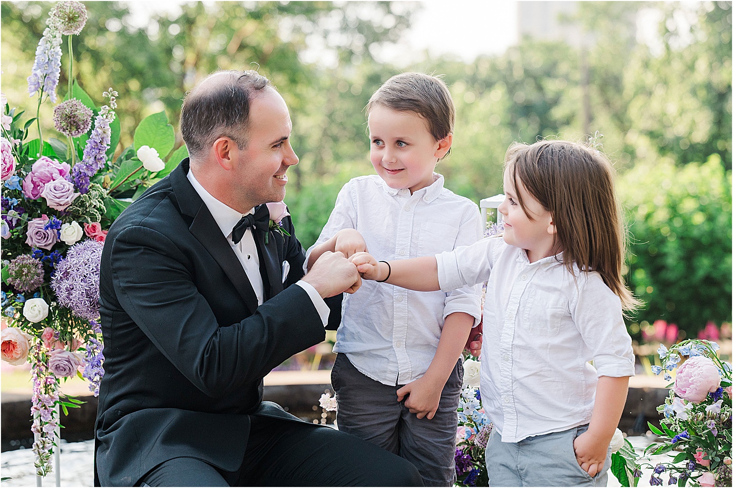 groom with nephews • Wild Weather - Love at a Phipps Conservatory Outdoor Garden Wedding