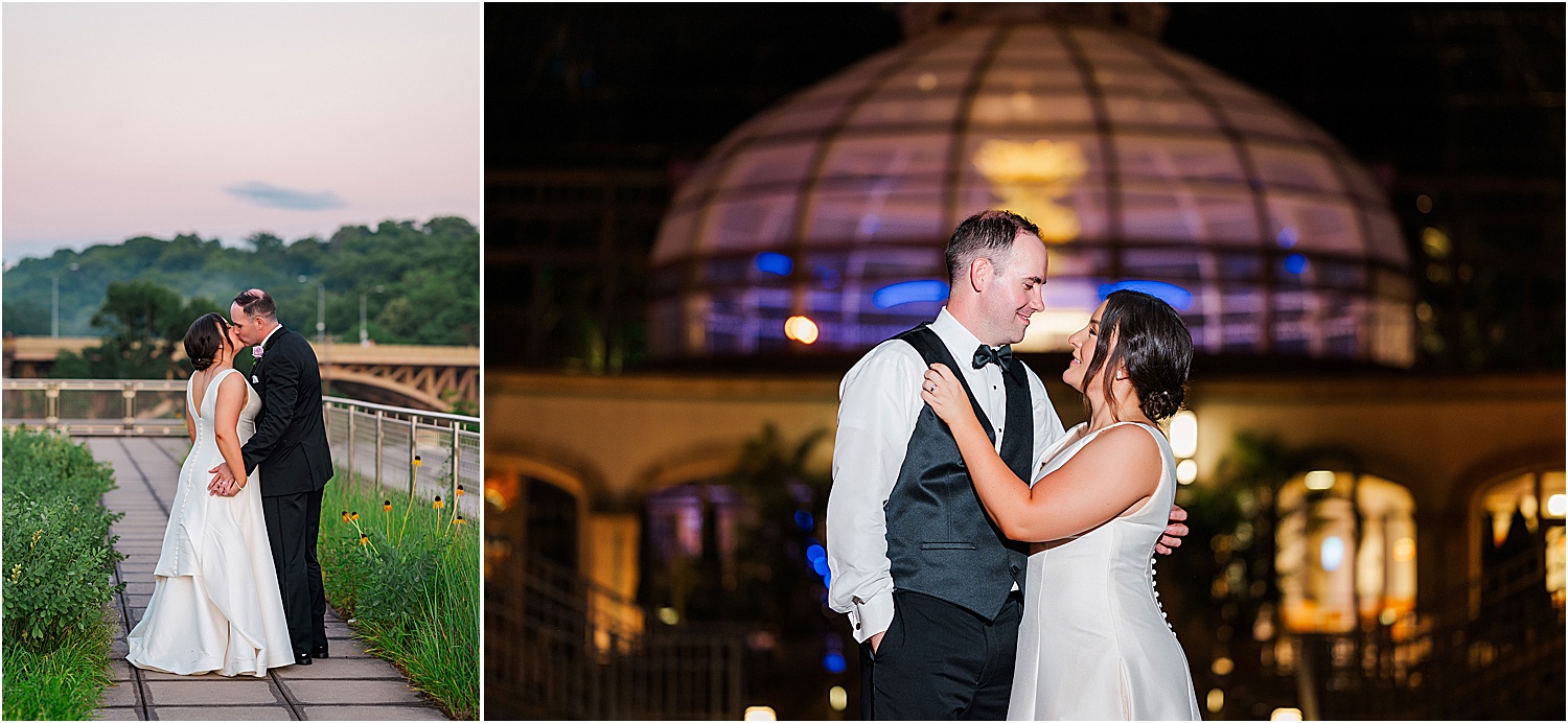 night photos outside of phipps conservatory wedding • Wild Weather - Love at a Phipps Conservatory Outdoor Garden Wedding