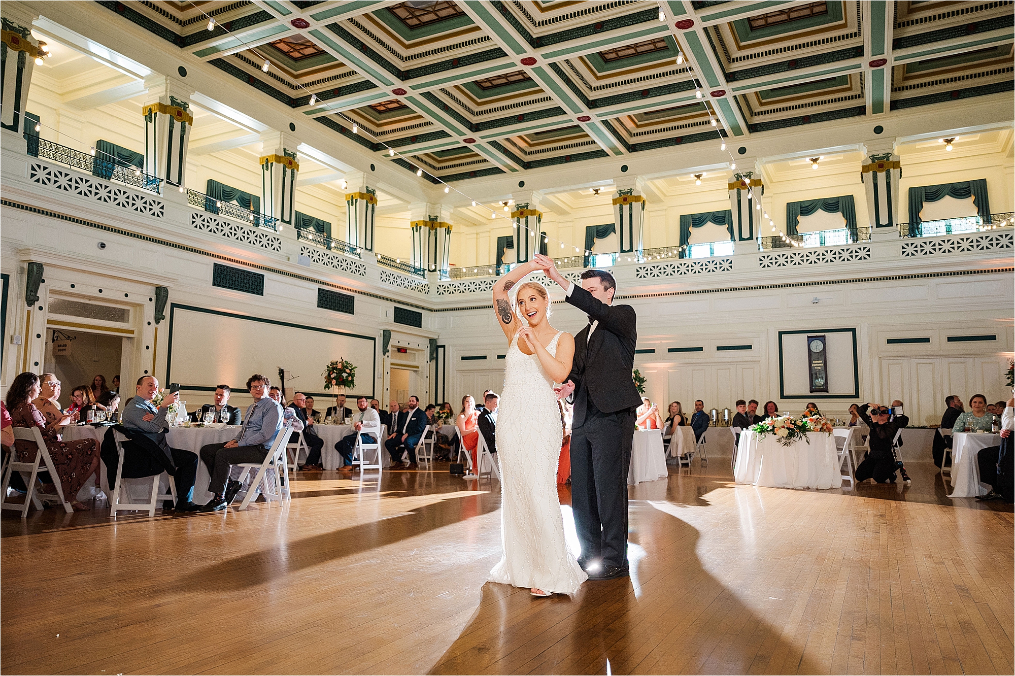 soldiers and sailors hall wedding picture first dance • Soldiers and Sailors Memorial Hall Wedding Photos