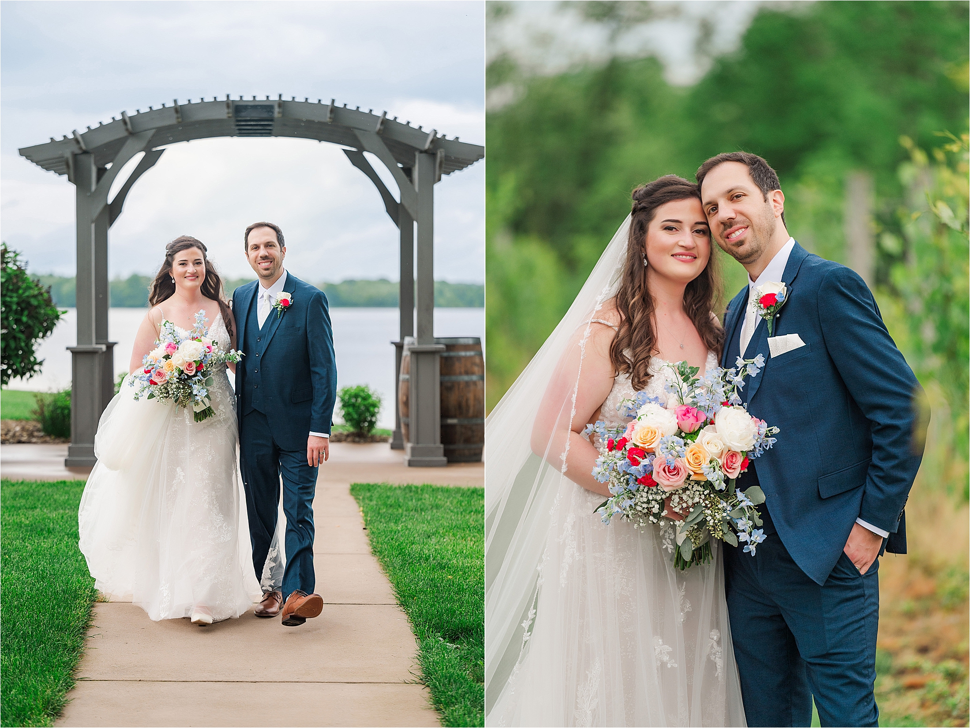 bride and groom wedding pics at columbiana ohio vineyards at pine lake • Vineyards at Pine Lake Events Center Wedding in Columbiana, Ohio