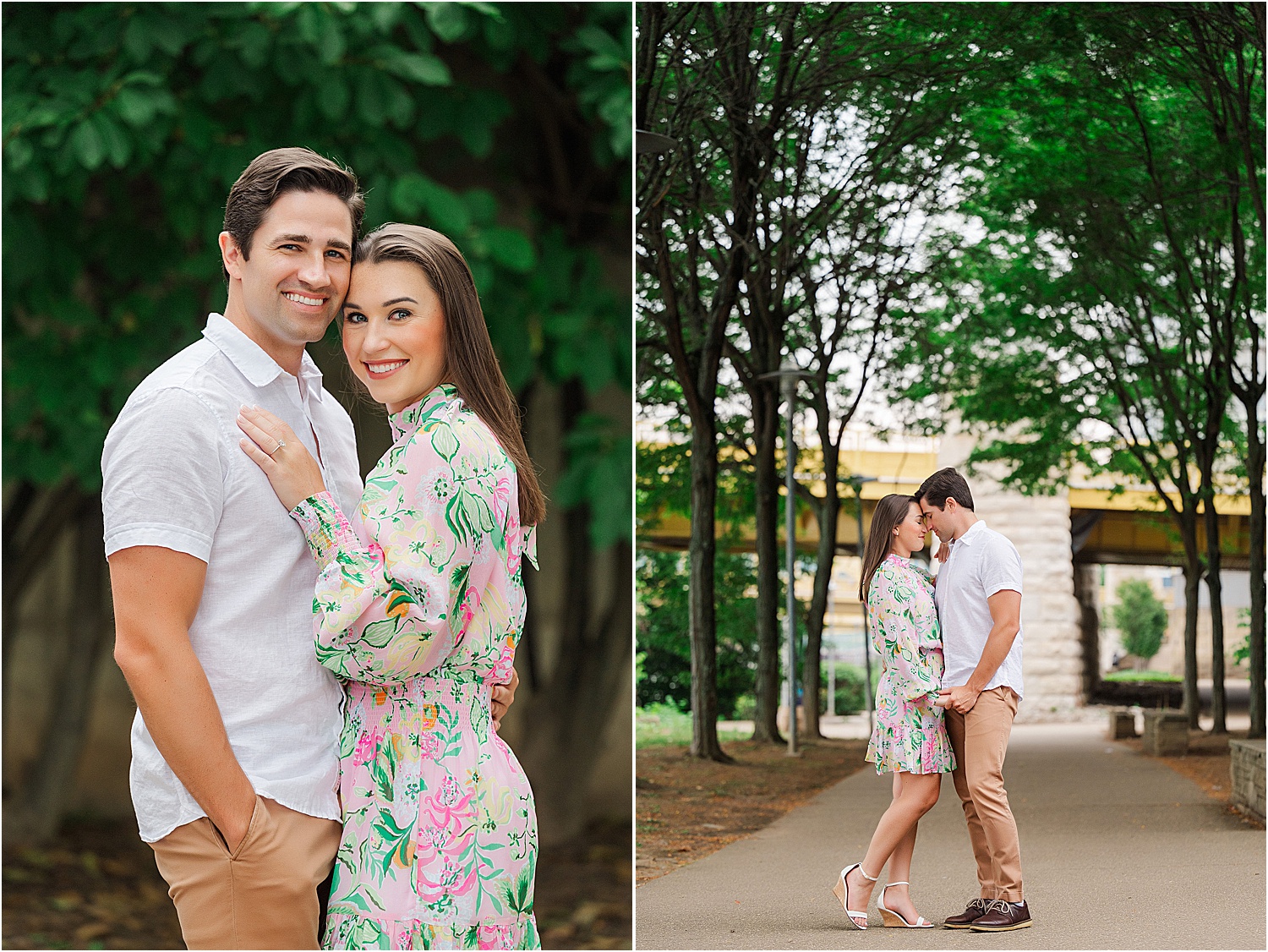 engaged couple photos on the north shore by isabella street • Iconic Pittsburgh Skyline North Shore Engagement Session