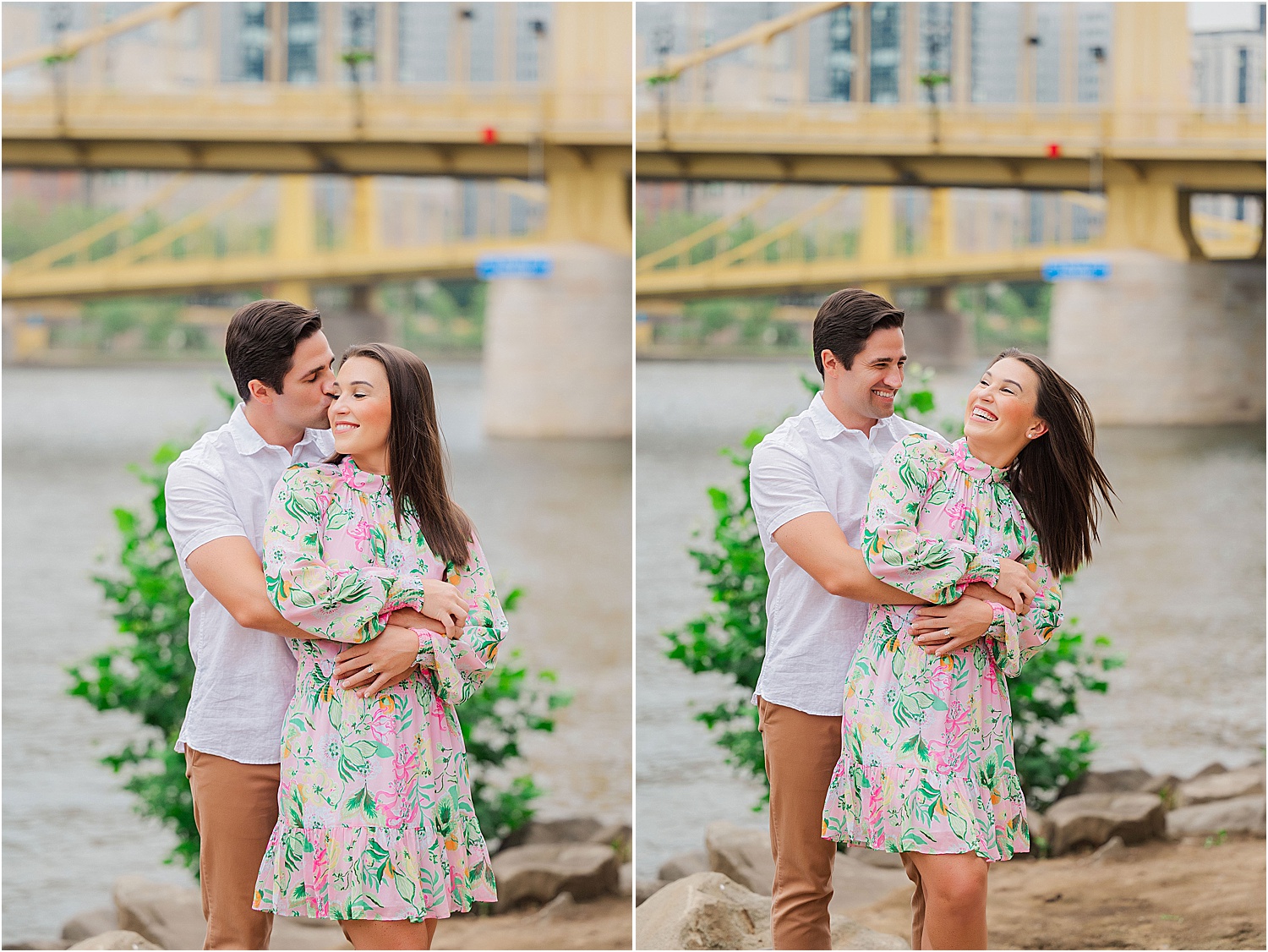 pittsburgh north shore engagement photos • Iconic Pittsburgh Skyline North Shore Engagement Session