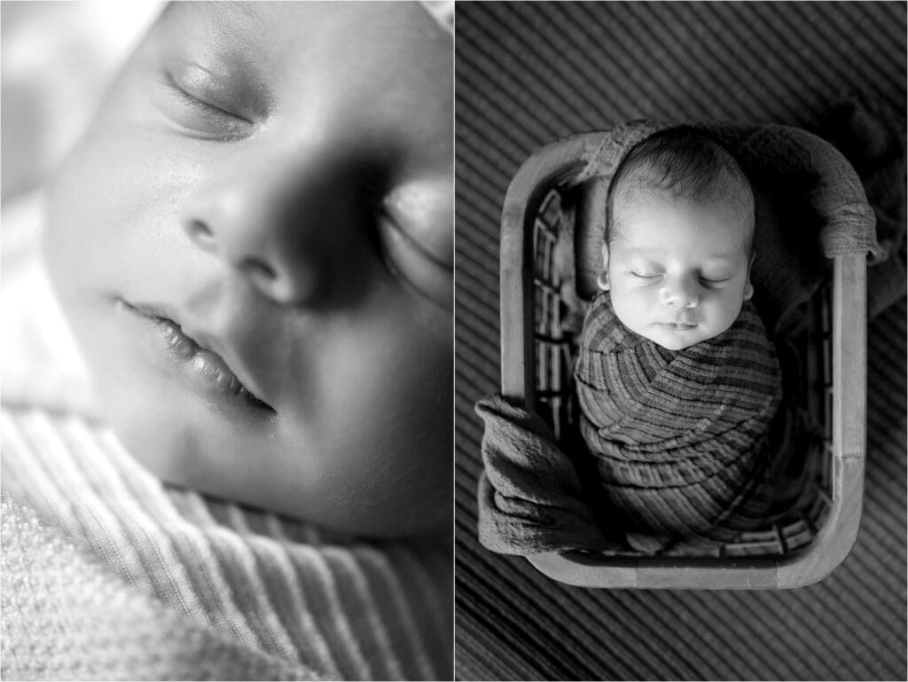 black and white picture of a newborn baby